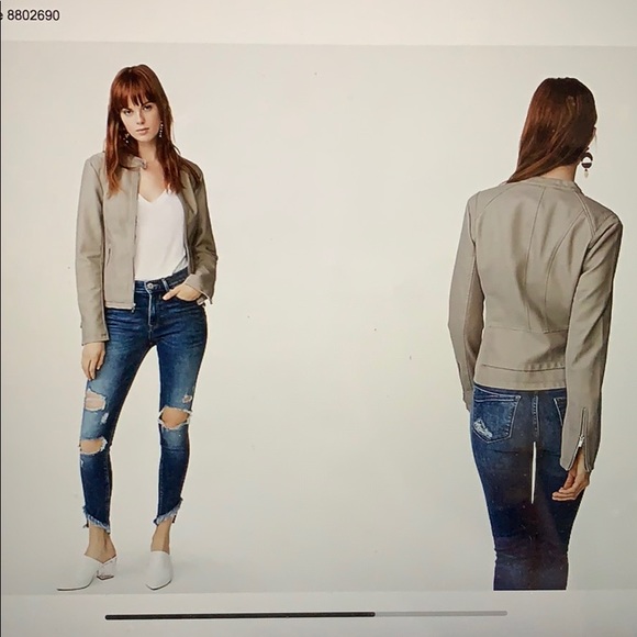 WORN ONCE express leather jacket in gray/taupe😍😎 - Picture 4 of 4